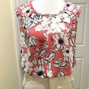NWT Liz Claiborne Pink Pattern Blouse Women Size XL Sleeveless Wrinkle Free
